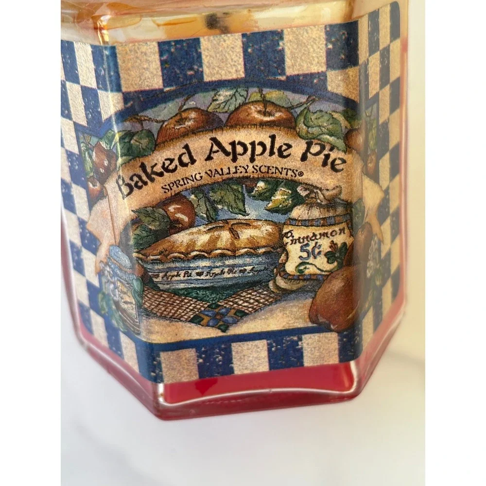 Vtg‎ Home Interiors Baked Apple Pie Jar Candle with Punched Tin Heart Lamp Shade